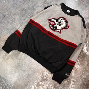 Vintage 90s Buffalo Sabres Goat Head Sweatshirt. Black & Red Size Large. NHL